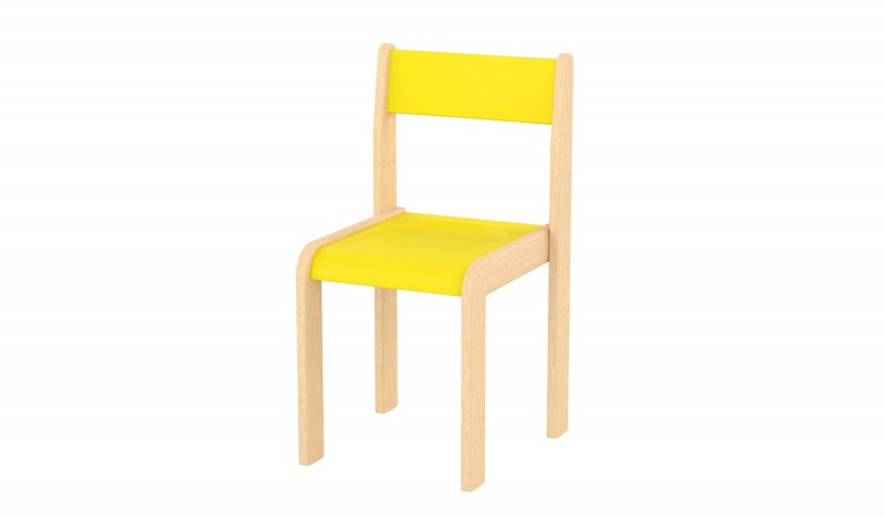 Lili szék, ovis méret, 34 cm magas, sárga támlával és ülőkével, rakásolható