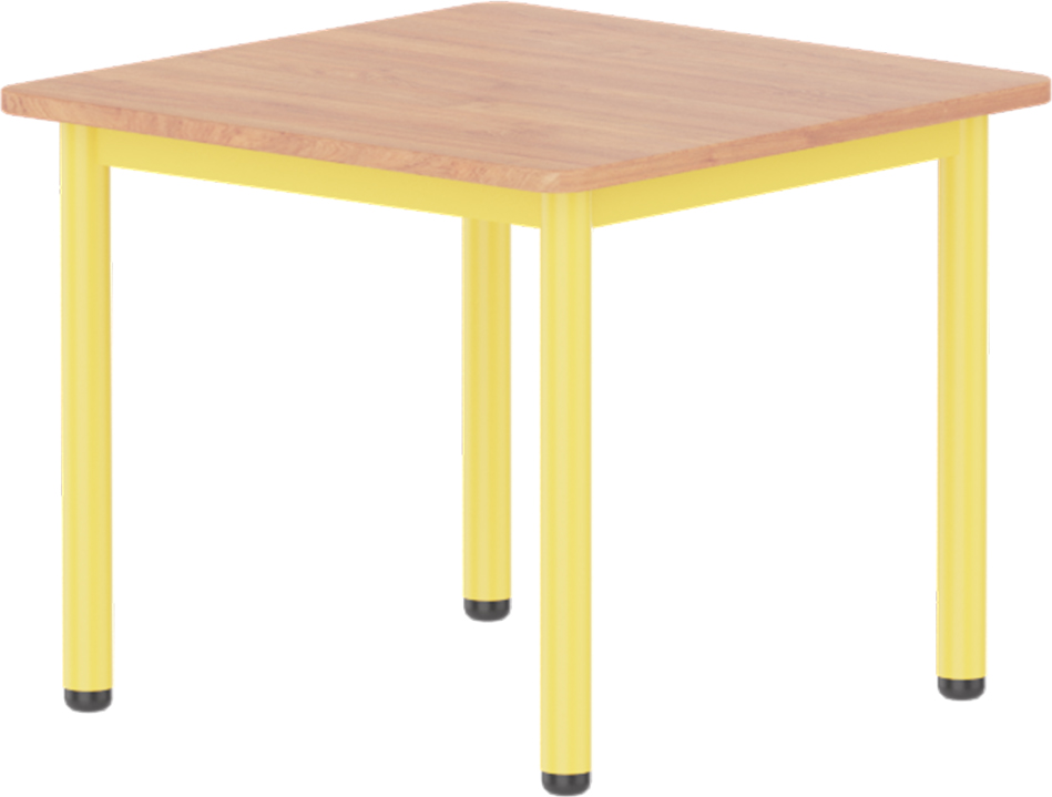 Emese bükk négyzet asztal - sárga fém lábbal, 58 cm