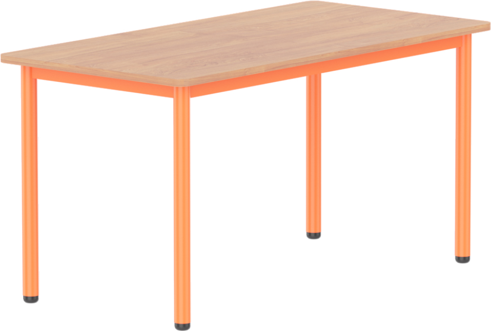 Emese bükk téglalap asztal - narancs fém lábbal, 52 cm