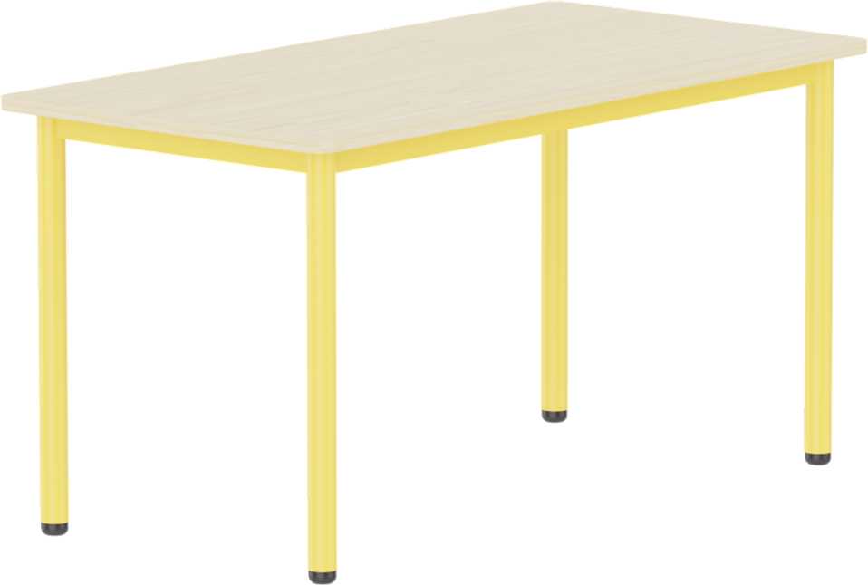 Emese juhar téglalap asztal - sárga fém lábbal, 52 cm