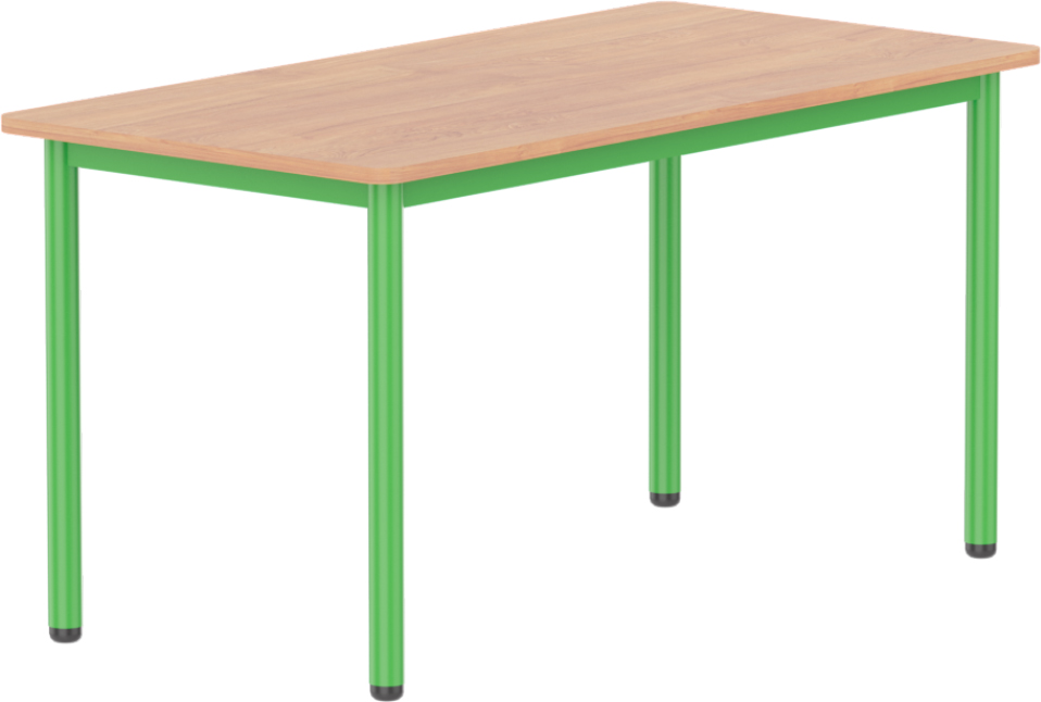 Emese bükk téglalap asztal - zöld fém lábbal, 52 cm