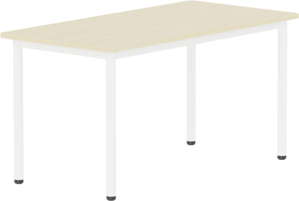 Emese juhar téglalap asztal - fehér fém lábbal, 52 cm