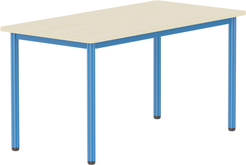 Emese juhar téglalap asztal - kék fém lábbal, 52 cm