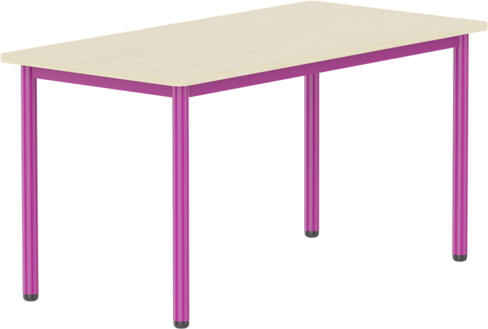 Emese juhar téglalap asztal - lila fém lábbal, 58 cm