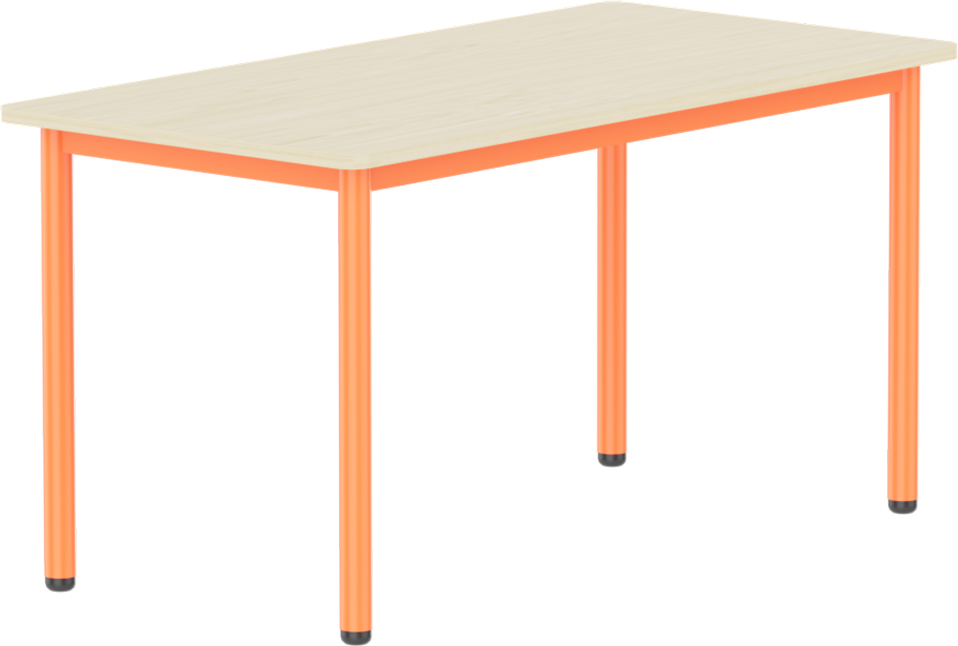 Emese juhar téglalap asztal - narancs fém lábbal, 52 cm