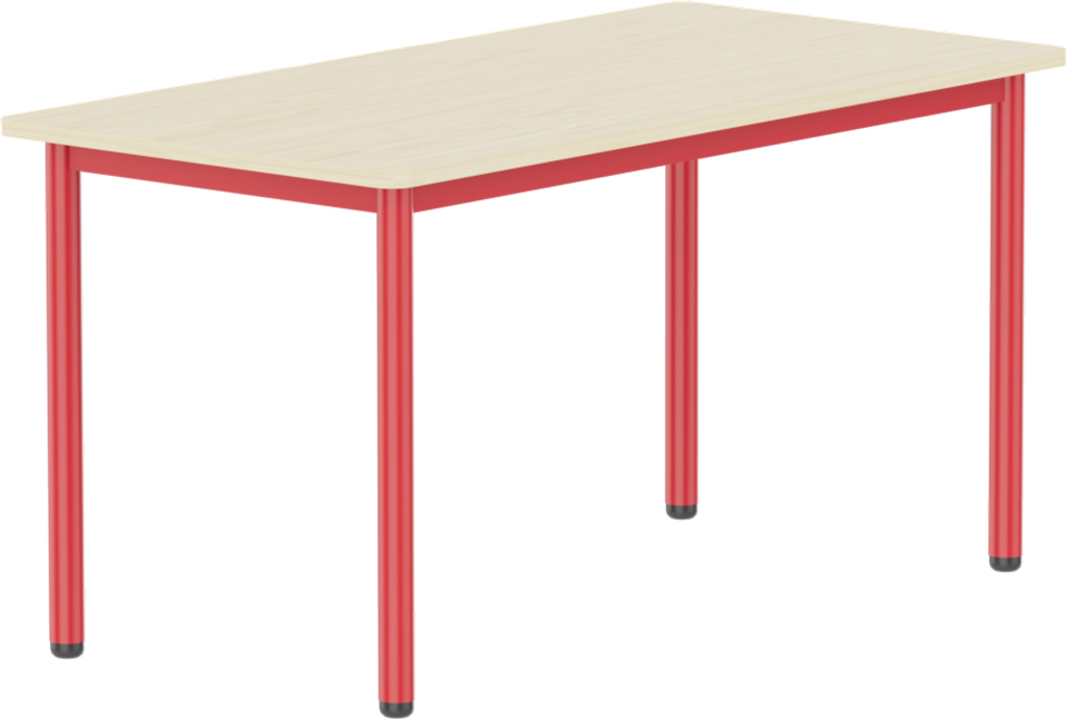 Emese juhar téglalap asztal - piros fém lábbal, 52 cm
