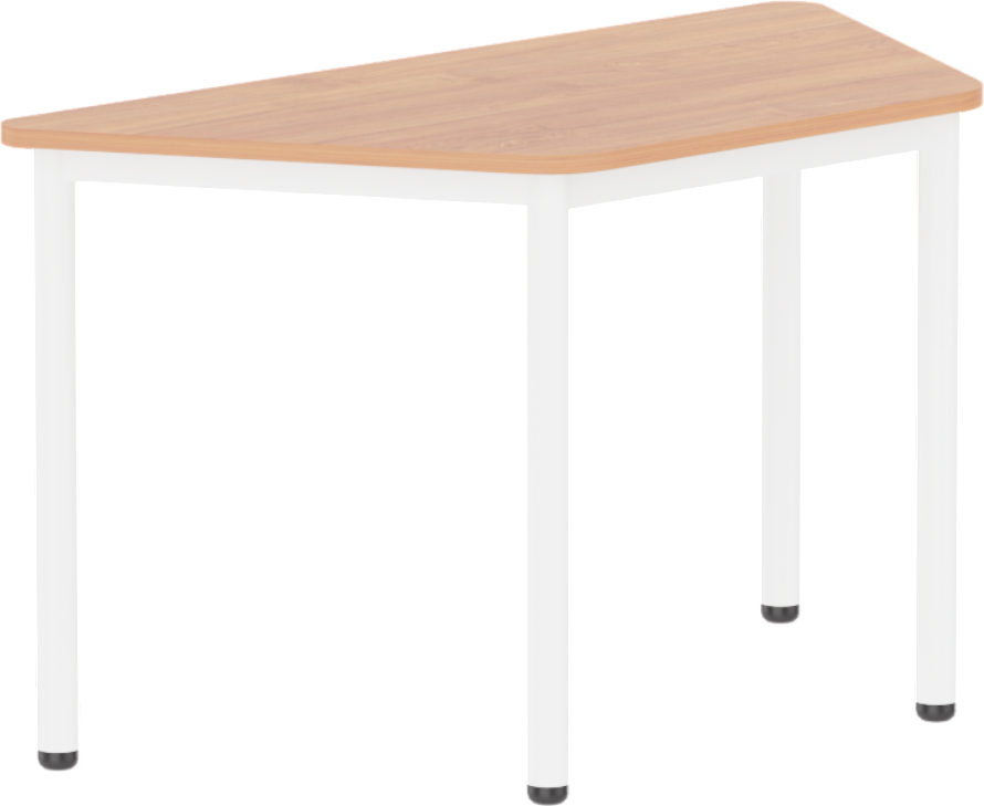 Emese bükk trapéz asztal - fehér fém lábbal, 52 cm