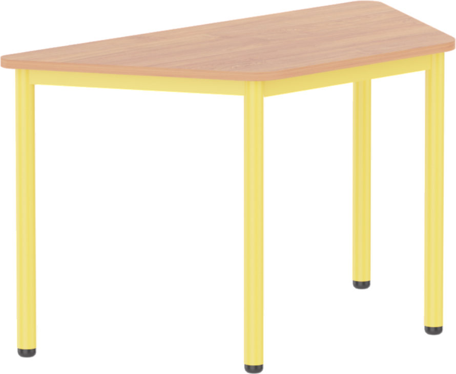 Emese bükk trapéz asztal - sárga fém lábbal, 52 cm