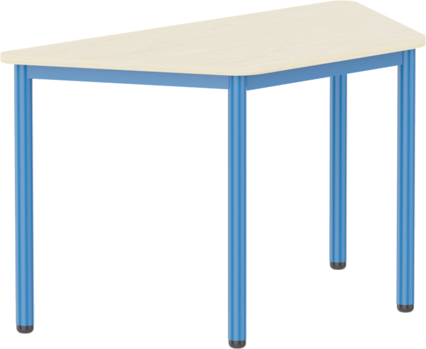Emese juhar trapéz asztal - kék fém lábbal, 58 cm