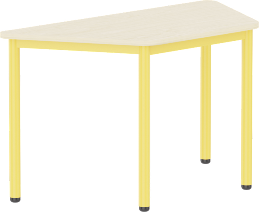 Emese juhar trapéz asztal - sárga fém lábbal, 58 cm