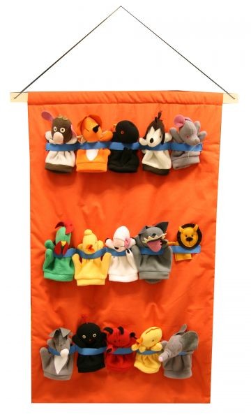 Bábtartó - textil, 15 db bábhoz