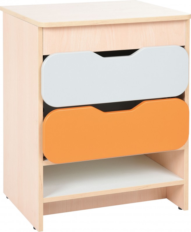 Judit 2 fiókos konyhaszekrény - juhar-színes fiókokkal