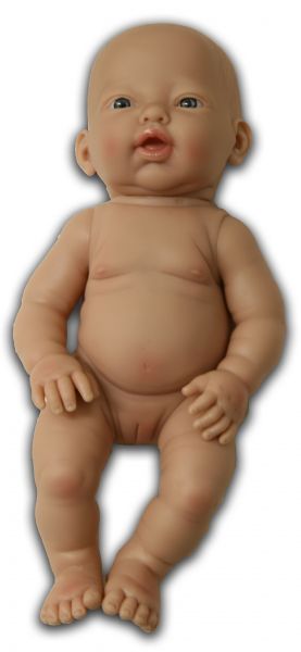 Európai Baba - lány, kopasz, fürdethető, 24,5 cm 24 hó+