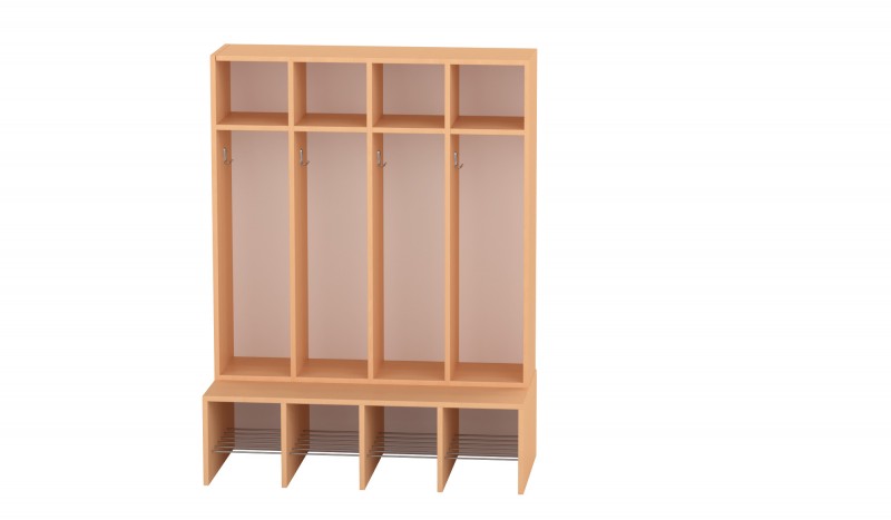 Komfort gyermeköltöző 4 fős, rácsos cipőtartóval - világosbükk