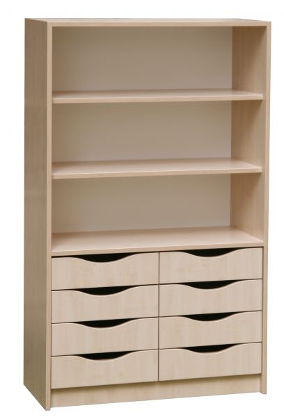 Laura szekrény, polcos, fiókos, 90x40x145 cm, világosbükk