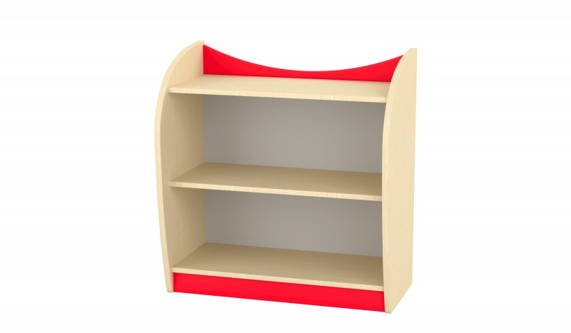 Marci íves kisszekrény, polcos, nyitott, juhar-piros, 82x38x86 cm