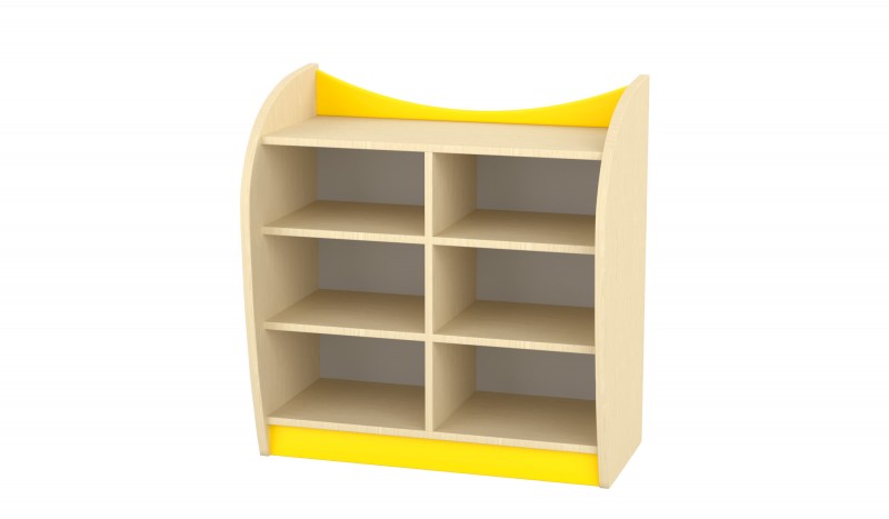 Marci íves kisszekrény - 6 fakkos, nyitott, juhar-sárga, 82x38x86 cm