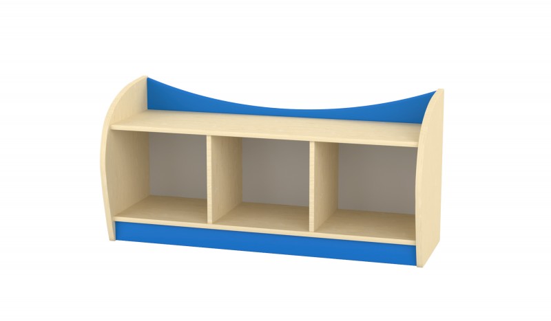 Marci íves alacsony szekrény - 3 fakkos, juhar-kék 120x38x57 cm