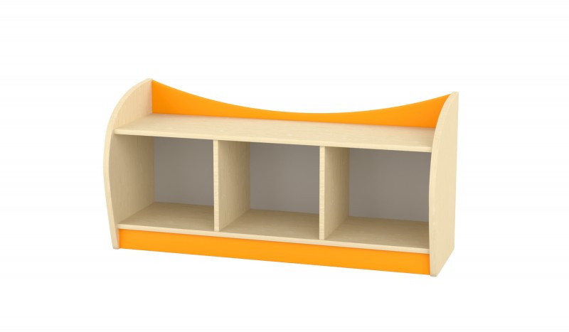 Marci íves alacsony szekrény - 3 fakkos,  juhar-narancs 120x38x57 cm