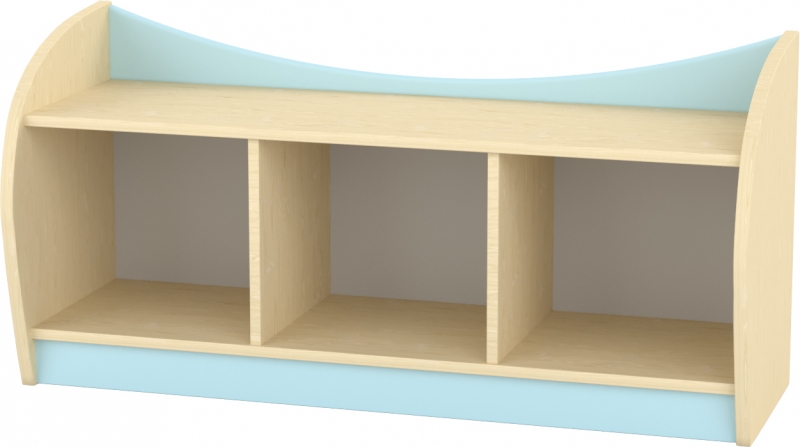 Marci íves alacsony szekrény - 3 fakkos, juhar-pasztelkék 120x38x57 cm