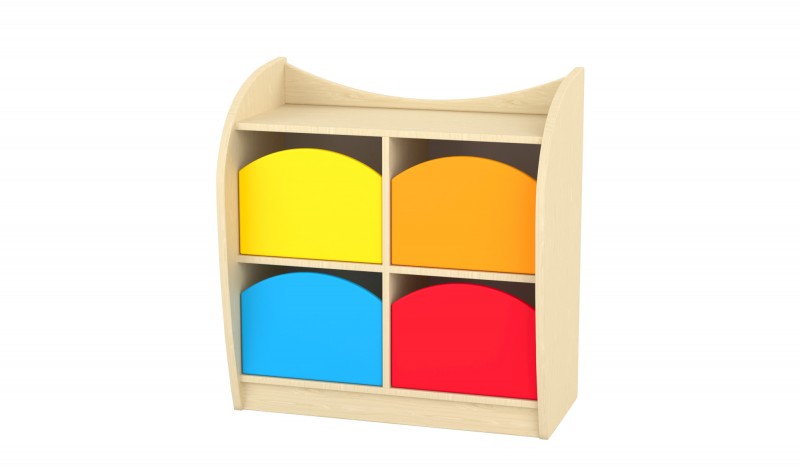 Marci íves kisszekrény - 4 fiókos, juhar-vegyes színű fiókokkal, 82x38x86 cm