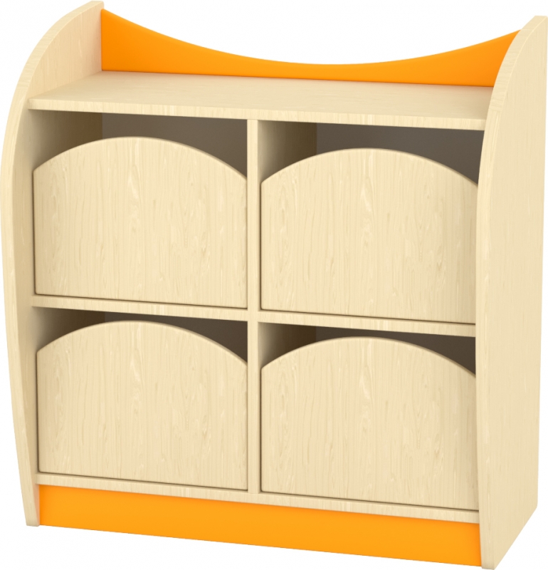 Marci íves kisszekrény - 4 fiókos, juhar- narancs, 82x38x86 cm