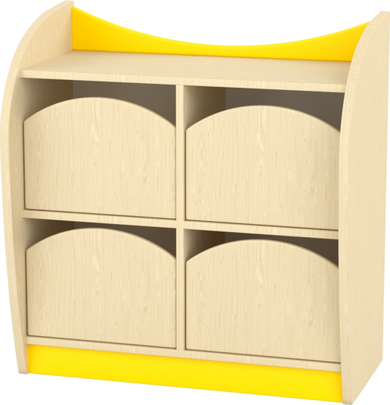 Marci íves kisszekrény - 4 fiókos, juhar-sárga  82x38x86 cm