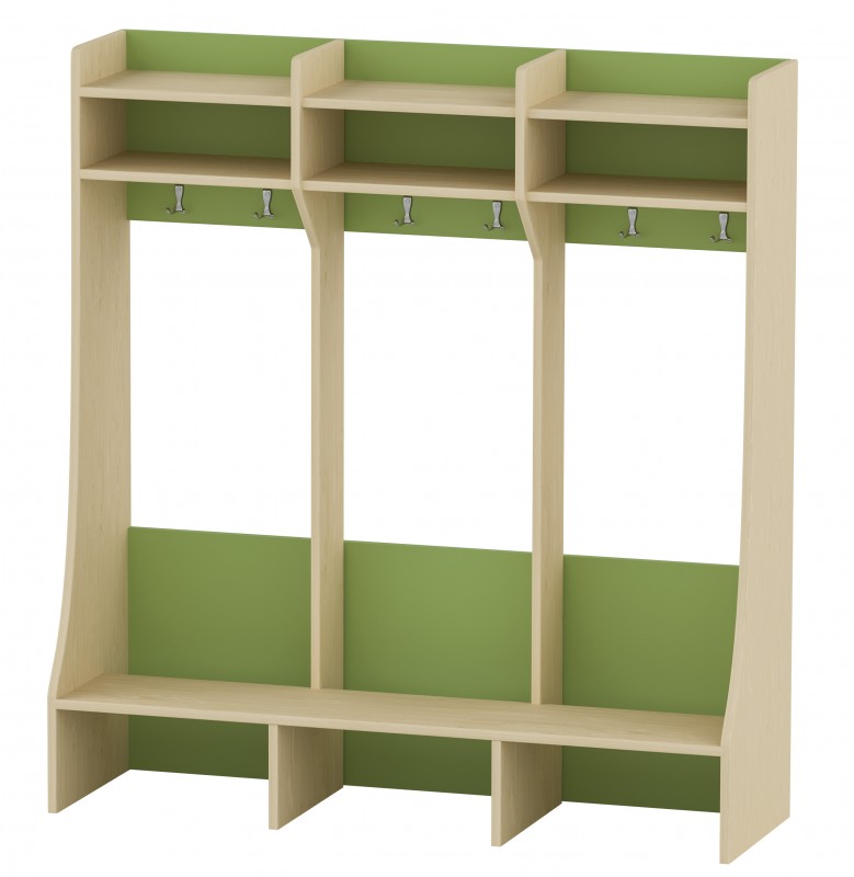 Marcika öltözőszekrény, bölcsis, 6 személyes, dupla polcos, juhar-zöld