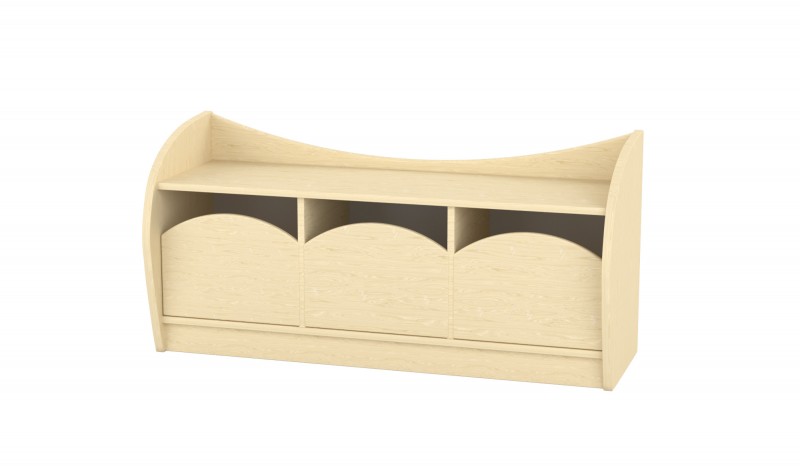 Marci íves  alacsony szekrény, 3 fiókkal - juhar, 120x38x57 cm