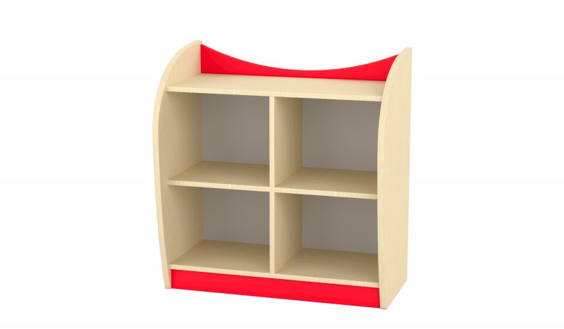 Marci 4 fakkos, nyitott kisszekrény, juhar-piros, 82x38x86 cm