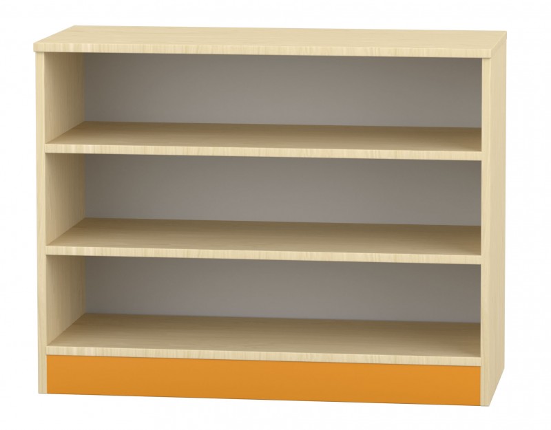 Flóra alacsony nyitott szekrény, 2 polccal, juhar-narancs