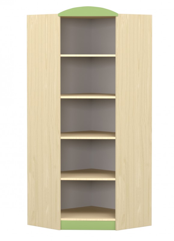 Flóra sarokszekrény, 40x40x187 cm, juhar-zöld