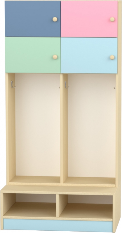 Flóra magas gyermeköltöző 4 személyes - 2 fakkos - 4 ajtós -polcos cipőtartóval