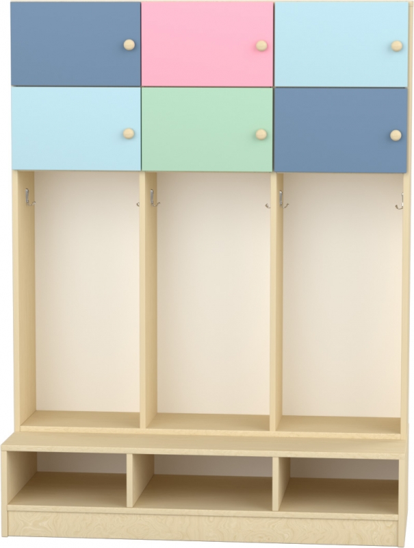 Flóra magas gyermeköltöző 6 személyes - 3 fakkos - 6 ajtós -polcos cipőtartóval