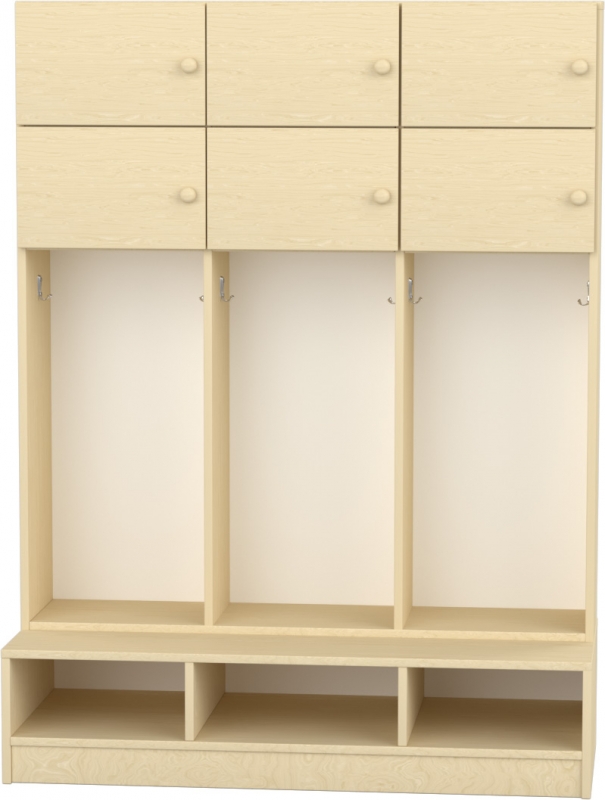 Flóra magas gyermeköltöző 6 személyes - 3 fakkos - 6 ajtós -polcos cipőtartóval