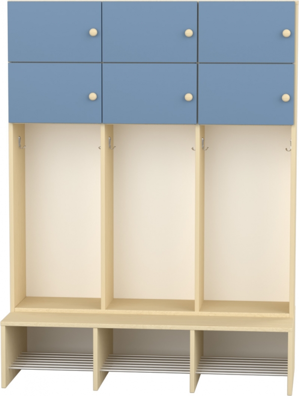 Flóra magas gyermeköltöző 6 személyes - 3 fakkos - 6 ajtós -rácsos cipőtartóval