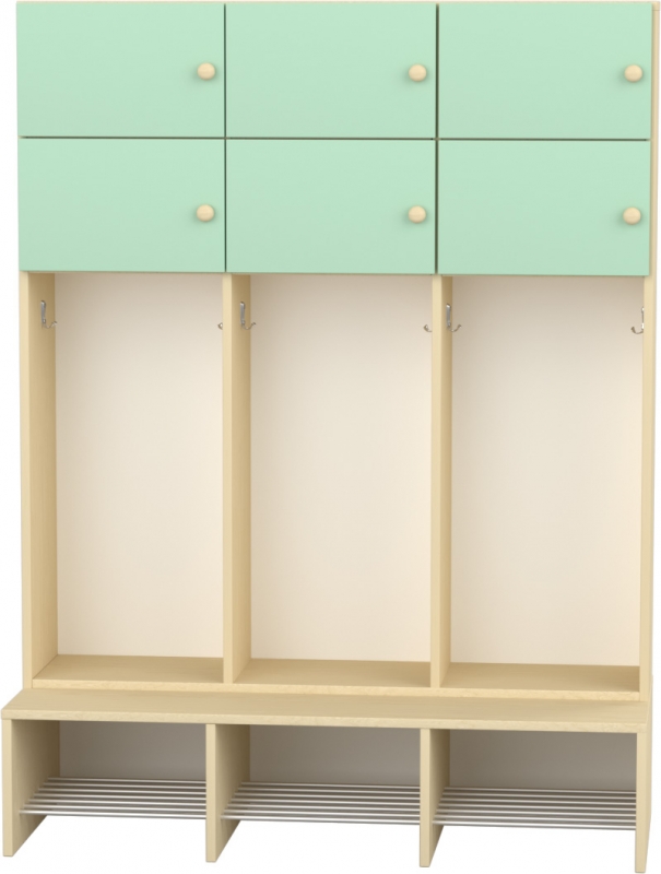 Flóra magas gyermeköltöző 6 személyes - 3 fakkos - 6 ajtós -rácsos cipőtartóval