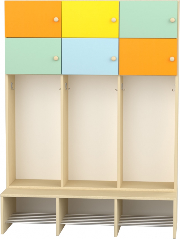 Flóra magas gyermeköltöző 6 személyes - 3 fakkos - 6 ajtós -rácsos cipőtartóval