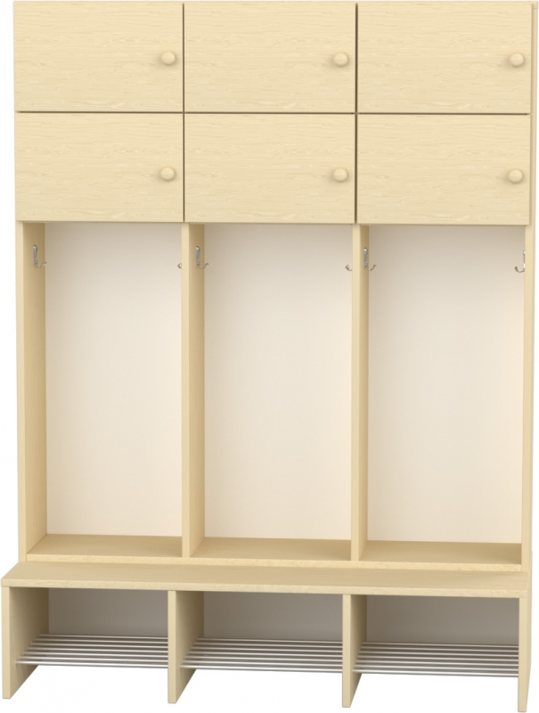 Flóra magas gyermeköltöző 6 személyes - 3 fakkos - 6 ajtós -rácsos cipőtartóval