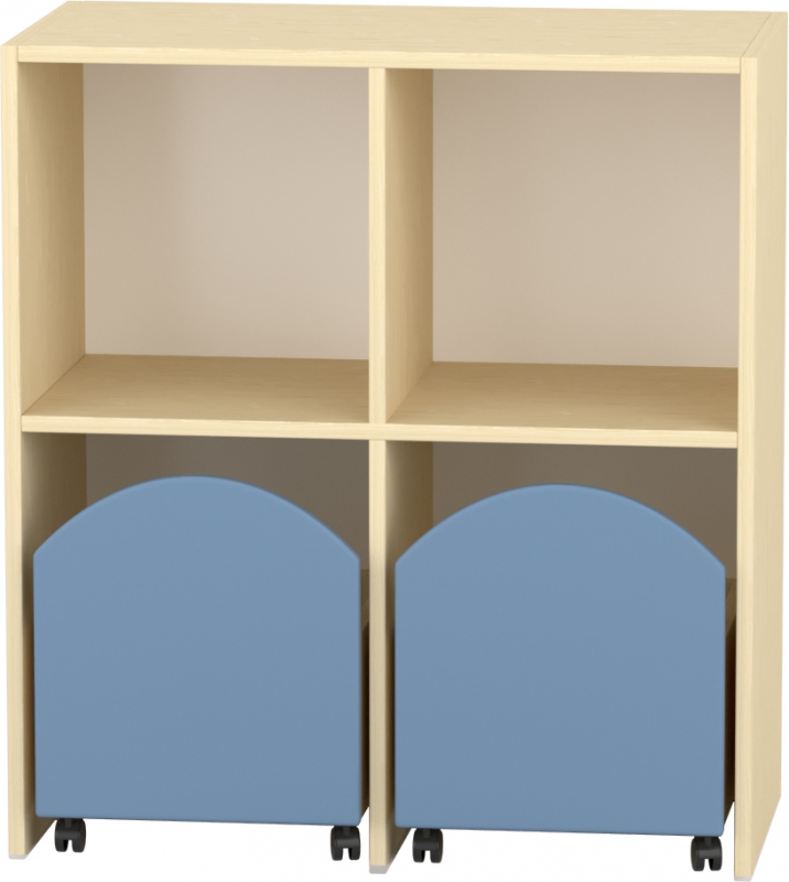 Komfort szekrény  II. - gurulós acélkék tárolókkal