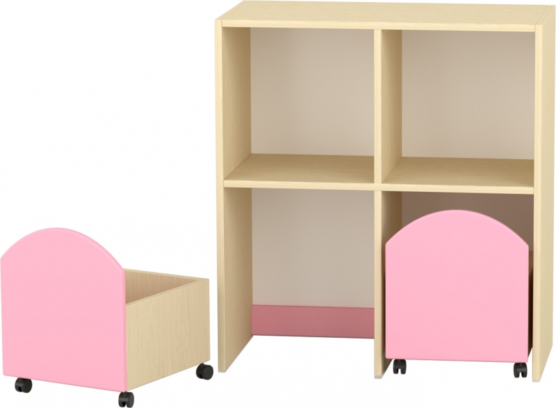 Komfort szekrény  II. - gurulós pasztellrózsaszín tárolókkal