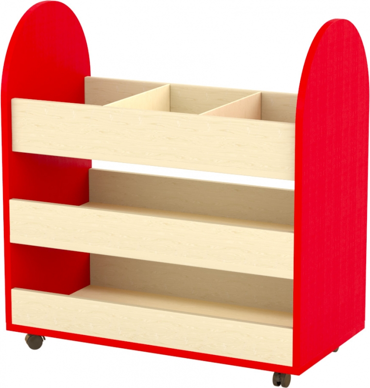 Gurulós eszköztároló – térelválasztó 3 fakkos piros