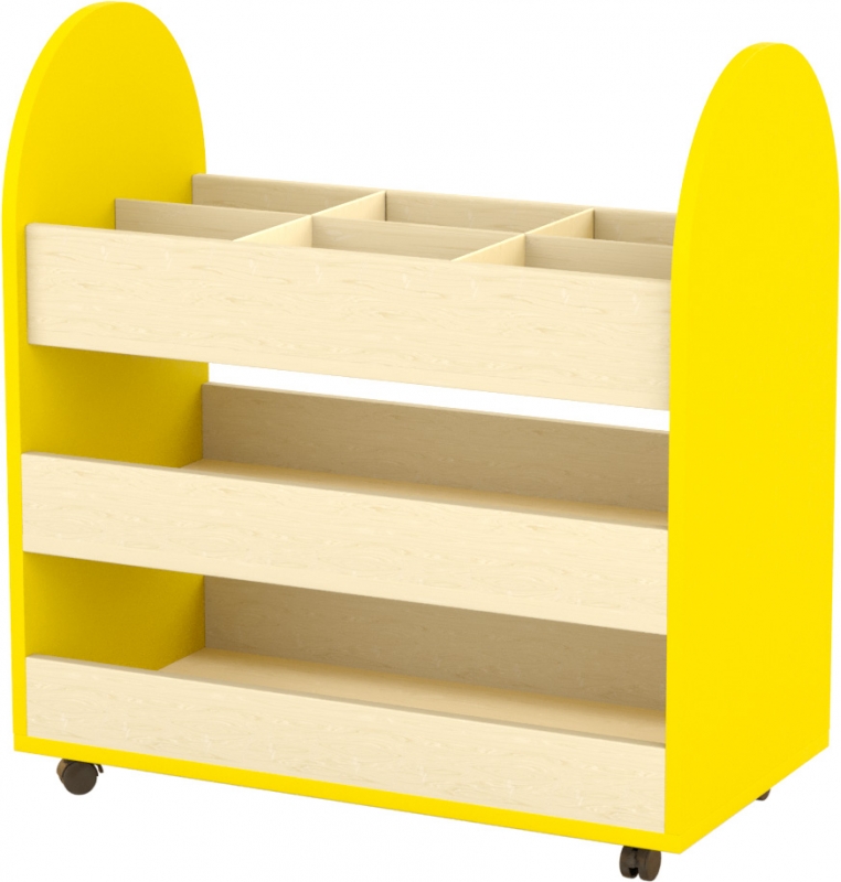 Gurulós eszköztároló – térelválasztó - 6 fakkos sárga