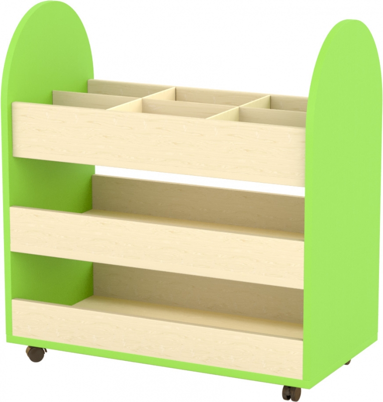 Gurulós eszköztároló – térelválasztó - 6 fakkos zöld
