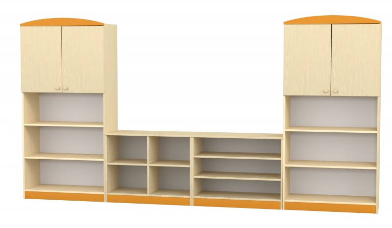 Flóra szekrénysor-narancs díszítéssel