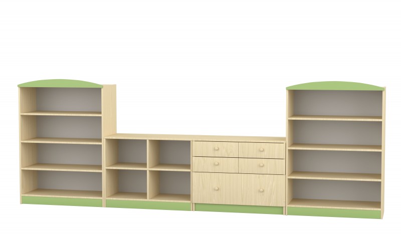 Flóra alacsony szekrénysor-zöld díszítéssel