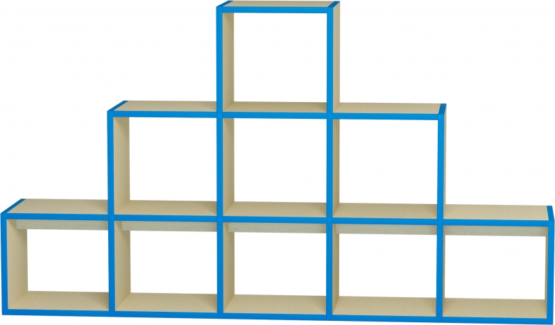 Térelválasztó piramis - 150x30x90 cm, juhar alap - kék élzárás