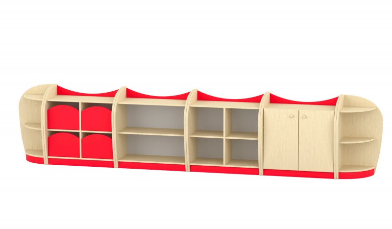 Marci szekrénysor, juhar-piros IV.