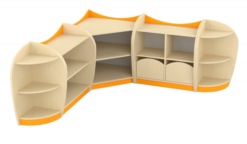 Marci sarok szekrénysor, juhar-narancs VIII.