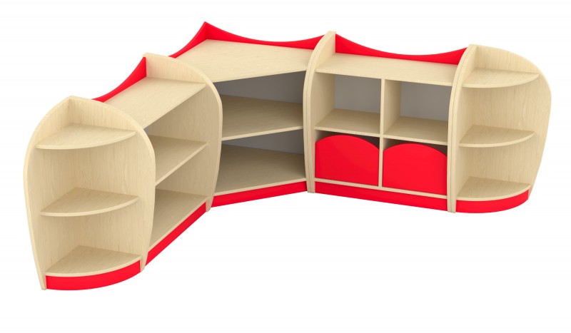 Marci sarok szekrénysor, juhar-piros VIII.